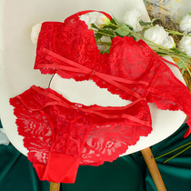 Peach neon dress ultra-thin steel ring transparent cool underwear Womens Cup big chest small lace bra suit summer