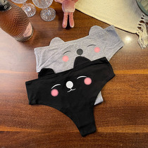 Peach neon dress European and American style clip PP underwear Sports cat ears cotton triangle lady comfortable breathable mid-waist