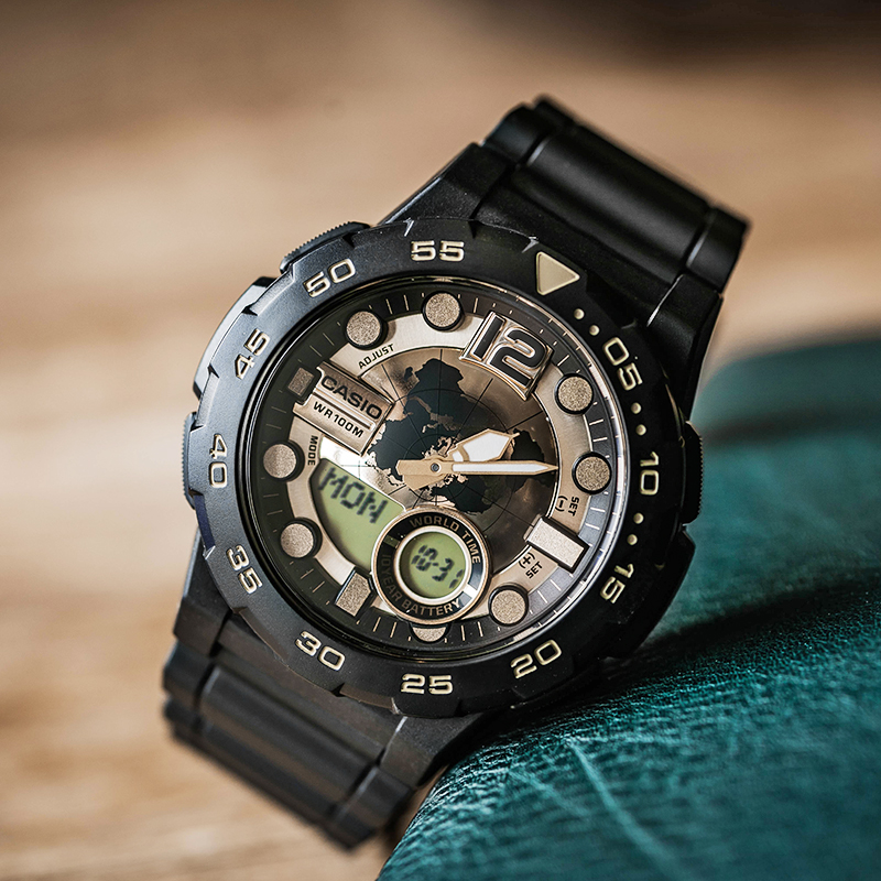 hongkong direct mail casio watch men and women bla gold sports waterproof electronic watch aeq-110w-1a