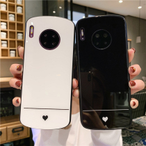 ins simple love Huawei mate30 mobile phone case glass case mate30pro phone case couple black white mate30 mobile phone case oval glass mirror anti-drop protective cover for men and women