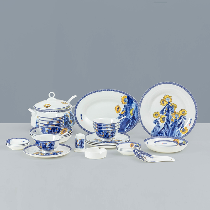 Jade BaiLingLong jingdezhen ceramic bowl set home dishes Chinese dishes contracted plate