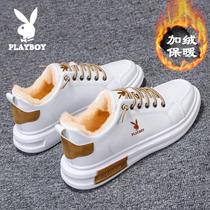 Flowers Playboy mens shoes Winter low Help small white flat bottom plate Shoe sports Leisure 100 Hitch Shoes Glint Warm Cotton Shoes