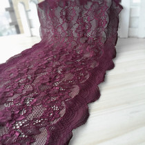 Deep grape purple wine red thickened and widened beautifully embroidered stretch lace skirt hem chest-wrapped accessories