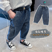 Girls jeans spring and autumn 2021 new Korean version of the foreign style childrens casual pants female baby spring fashion pants tide