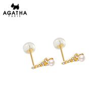 AGATHA new 14k gold tower glitter pearl stud earrings womens simple fashion temperament wild earrings send couples