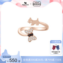 AGATHA 925 silver ring female bow puppy simple temperament jewelry New Tide opening ring female