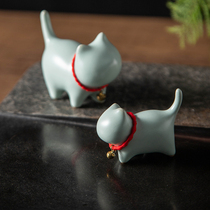 Ru kiln Cute Kitten cute tea pet ornaments boutique can raise ceramic tea ceremony Tea play tea tray desktop ornaments
