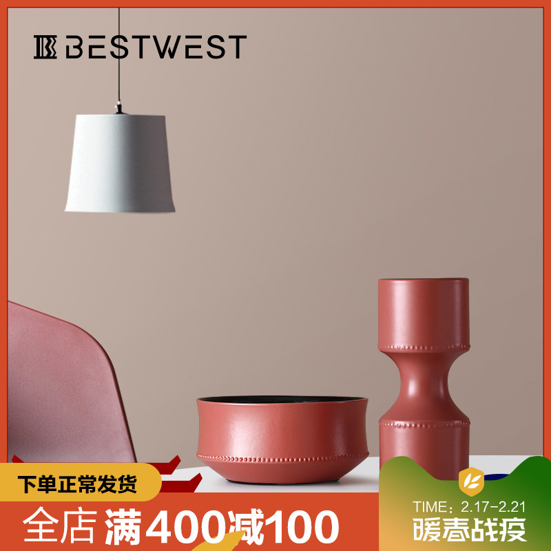 BEST WEST creative furnishing articles display porcelain ceramic vase sample room light soft decoration decoration key-2 luxury living room