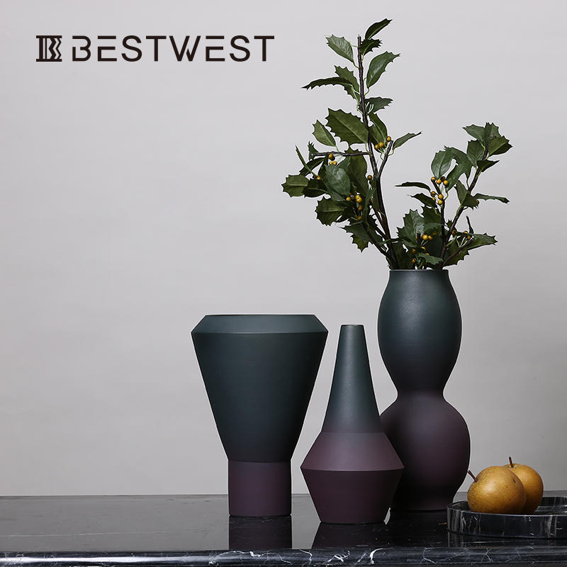 BEST WEST designer ceramic vase furnishing articles example room living room large vase soft light key-2 luxury decoration