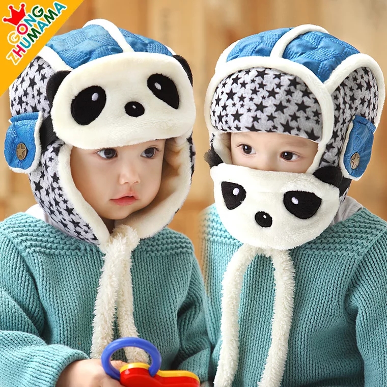 Baby baby boy hat autumn winter boy Lei Feng cap warm and suede pure cotton windproof cap winter mask integrated cap