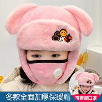 Baby hat autumn and winter cotton boy girl Lei Feng hat infant child hat plus velvet thickened winter mask to keep warm