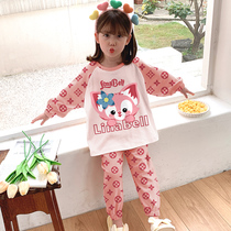 Girls Pajamas Spring Autumn Summer Pure Cotton Kids Girls Autumn Medium Kids Long Sleeve Home Clothing Sets Autumn Winter