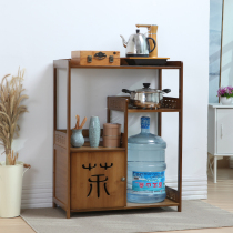 Tea rack Solid wood small coffee table storage rack Living room tea table side cabinets Water dispenser bucket tea storage rack