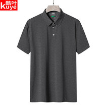 Quick-drying polo shirt mens spring and summer New Ice Silk stretch comfortable breathable lapel T-shirt loose size casual short sleeves