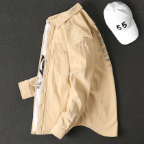 Handsome Spring Autumn Season Long Sleeve English Printed Shirt Men Casual Korean Version Trend Easy Youth Shirt Jacket Man