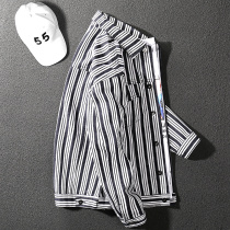 Handsome spring autumn new stripe Two wearing even cap detachable denim jacket male trend casual 100 lap jacket jacket male