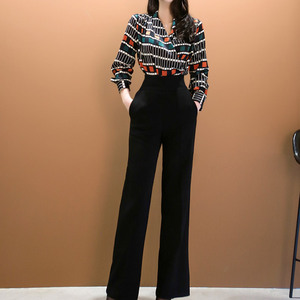 autumn new two-piece V-neck shirt jacket slim pants suit 