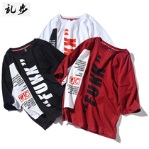 Summer new Korean OVERSIZE loose shoulder short sleeve T-shirt men and women bf round neck hip hop bat sleeve TEE