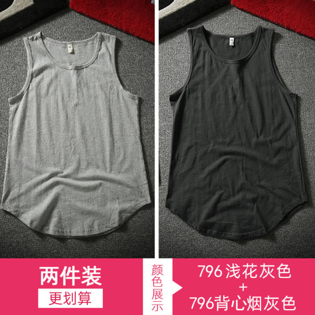 American retro trendy brand street bf style solid color I-shaped vest men's pure cotton sleeveless T-shirt bottoming sweat vest trendy