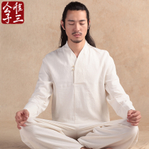Only three Bodhichitta meditation tea dress Male lay lay Chinese style shirt Buddhist department Tang clothing Han clothing Mens clothing Ancient style Fairy autumn