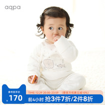 aqpa newborn cotton padded casual two piece autumn winter home clothing infant cotton pants baby thermal underwear