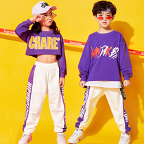 Childrens new hip-hop clothing Korean version of hip-hop jazz dance performance clothing autumn and winter dance clothing loose practice clothing suit trend