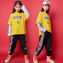 Hip-hop suit Girls hip-hop fashion clothing Childrens jazz dance clothing Boys hiphop performance clothing loose sweater