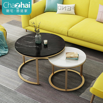 Tea table Nordic modern creative iron art minimalist home living room small round table Yangtai side several multifunctional tea table light lavish