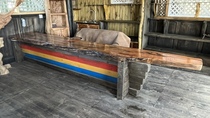 Yunnan ancient wood furniture bar bar coffee shop low bar long table whole wooden tea table