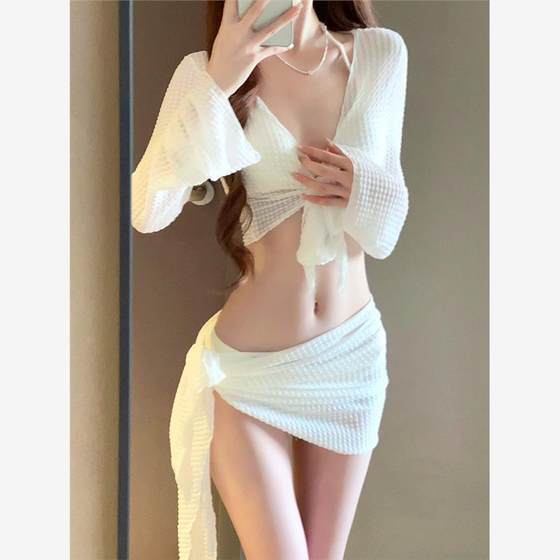 비키니 수영복 여자 2024 새로운 4 피스 세트 고급 흰색 섹시한 분할 수영복 산니아 휴가 인천 비키니 수영복 여자 2024 새로운 4 피스 세트 고급 흰색 섹시한 분할 수영복 산니아 휴가 인천
