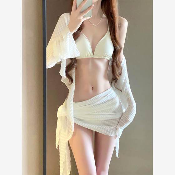 비키니 수영복 여자 2024 새로운 4 피스 세트 고급 흰색 섹시한 분할 수영복 산니아 휴가 인천 비키니 수영복 여자 2024 새로운 4 피스 세트 고급 흰색 섹시한 분할 수영복 산니아 휴가 인천