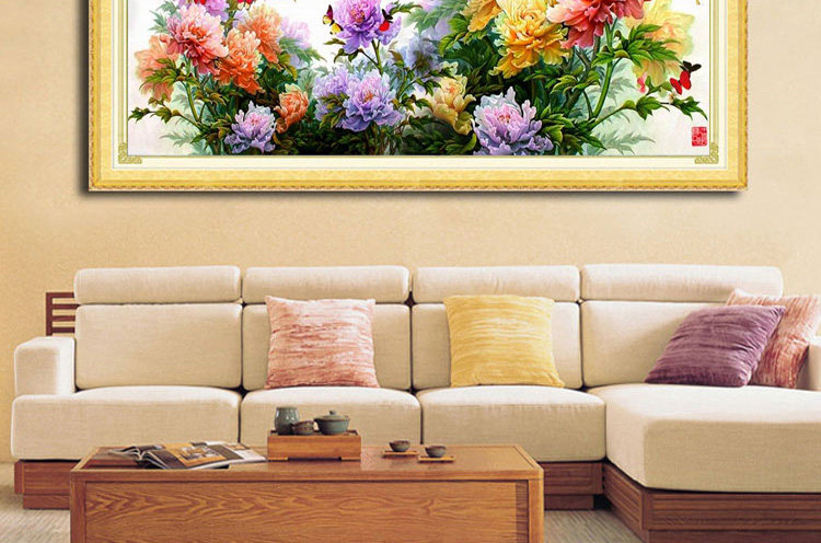 新款5d钻石画花开富贵春满钻十字绣diy贴粘钻圆钻客厅贴钻牡丹花