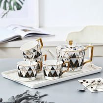 ins Nordic coffee cup set European small luxury ceramic creative household light luxury afternoon tea tea set Flower tea cup