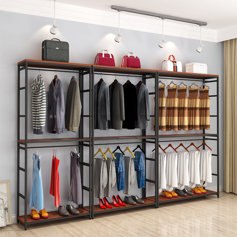 Clothing display rack combination coat rack storage rack bedroom multi-functional floor-to-ceiling hanging hanger home double-layer