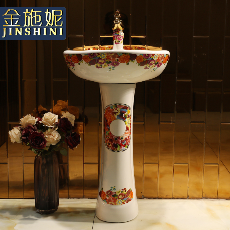 Sink a body art lavatory basin of ceramic retro pillar antique bathroom is suing balcony Sink