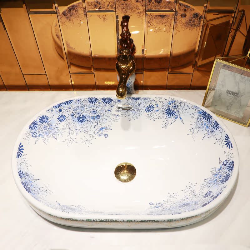 Chinese pottery and porcelain of jingdezhen half embedded in taichung basin sinks single art basin basin sink