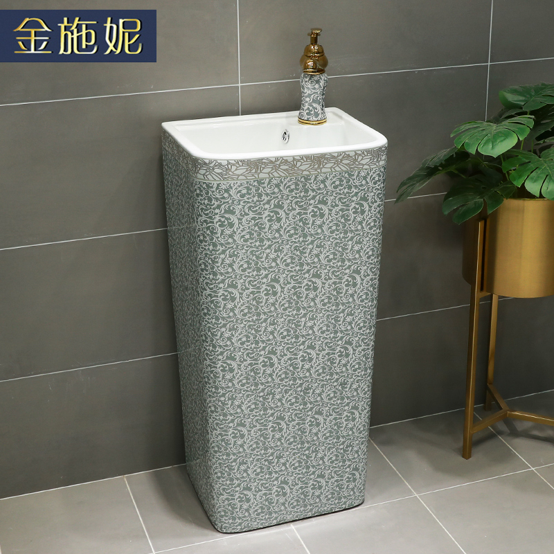 Circular column basin floor balcony one lavatory ceramics of the basin that wash a face small family toilet sink basin