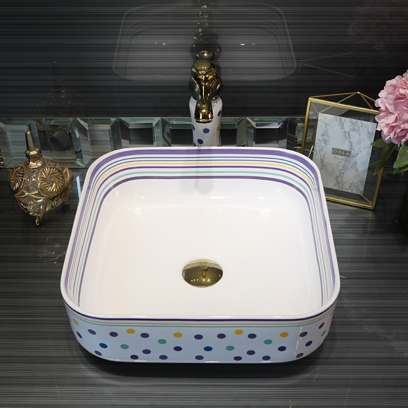 Gold cellnique lavatory toilet lavabo color ceramic disc white art basin that wash a face, square wave