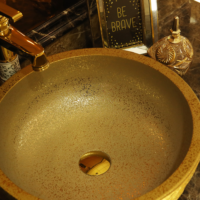 Gold cellnique stage basin circular jingdezhen ceramic lavatory toilet lavabo modern European its gentoo