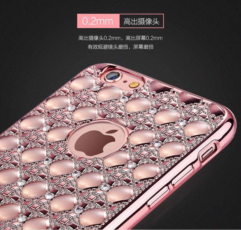 苹果6s手机壳iphone6 plus保护套六硅胶女新款奢华水钻防摔软挂绳产品展示图4