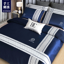 Four pieces of pure cotton cotton 100 simple atmosphere covered with bed sheets Kasaki men's spring and autumn bed supplies 4