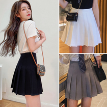 Black pleated skirt womens summer skirt winter a gray white high waist 2021 New jk skirt spring and autumn