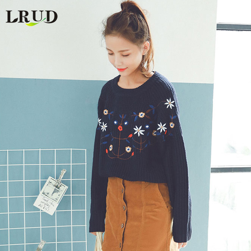 LRUD2016冬装女装新款韩版绣花宽松学生针织衫上衣女长袖套头毛衣产品展示图5