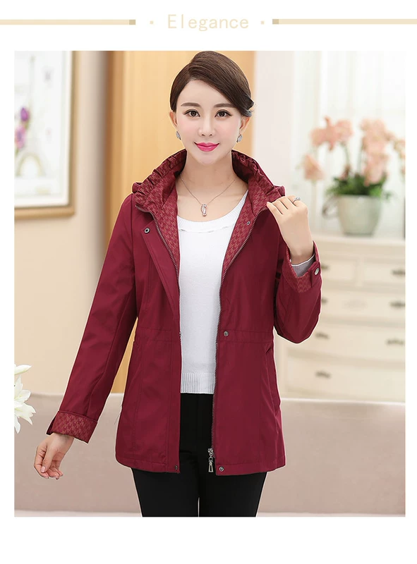 Áo khoác thu nữ trung niên 40 tuổi 50 bà mẹ mặc áo khoác thu 2018 áo gió xuân thu nữ trung niên mới - Trench Coat