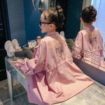 Girls spring windbreaker in the long 2020 new Korean childrens fashion princess in the big child foreign-style net red coat