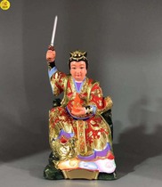 The ornaments of the nine-day mysterious woman statue Xuan Niang lacquer line carving camphor wood carving statue made 30cm