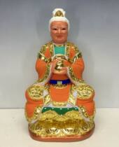 Taoist statue Lishan old mother painted gold camphor wood carving Buddha statue customized 40cm