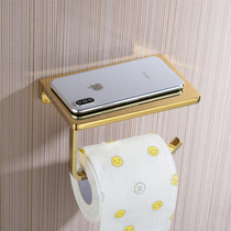 New German all copper solid gold flat tissue rack toilet roll paper rack toilet paper rack storage mobile phone