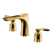 German upscale golden full copper three-hole split face pelvic floor pelvic floor basin hot and cold tap bath cabinet black