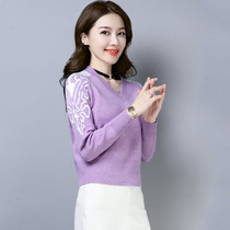 Small low-neck sweater womens short early spring 2021 new foreign style small man high waist low-neck base shirt